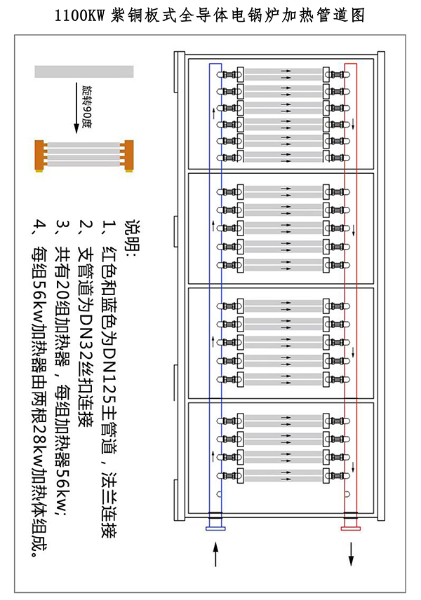 1100kw紫銅板式電鍋爐